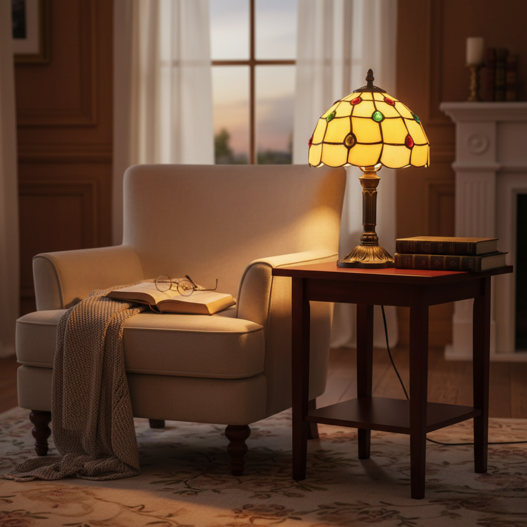Art Deco Stained Glass Table Lamp
