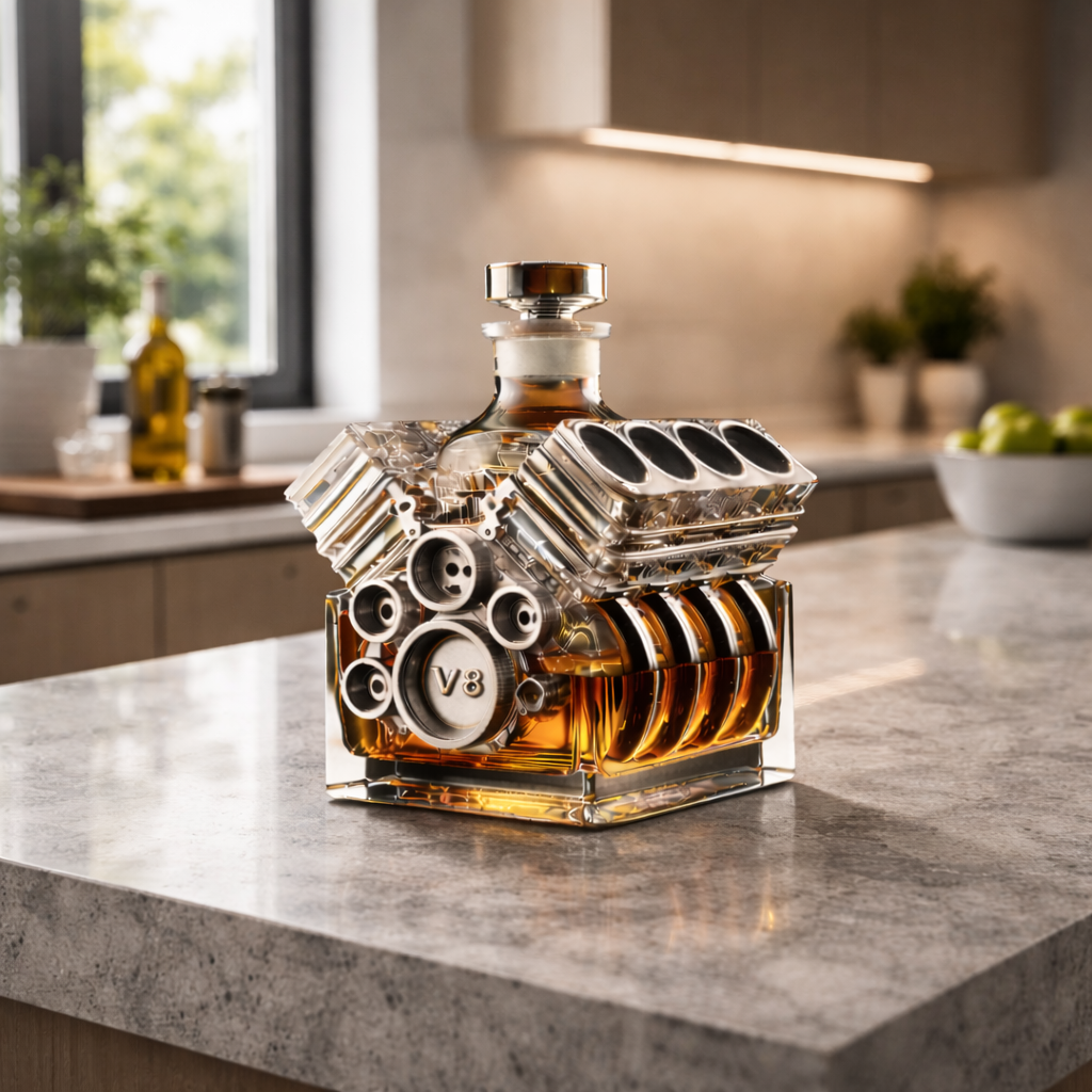 Engine-Shaped Whiskey Bottle