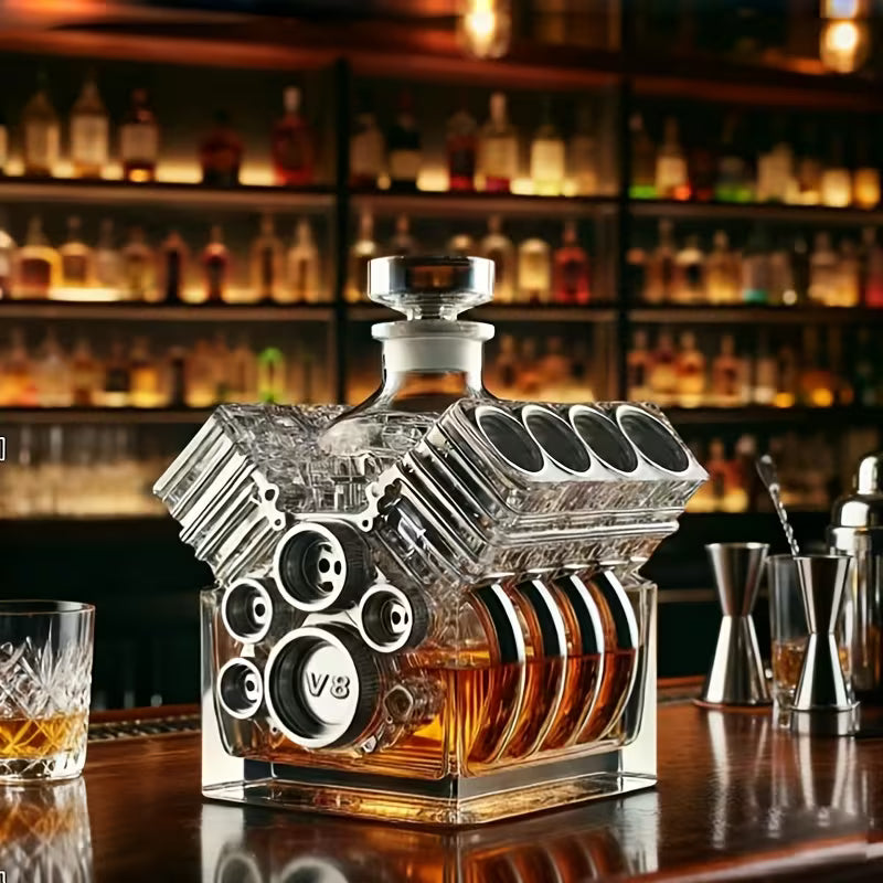 Engine-Shaped Whiskey Bottle