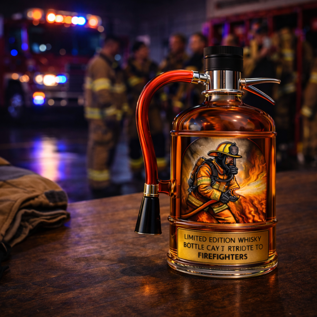 Decorative Whiskey Bottle – Fire Extinguisher Design